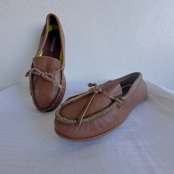 Minnetonka Brown Leather Loafers Moccasins Women’s 10 Slip-On Driving Shoes - Picture 4 of 13